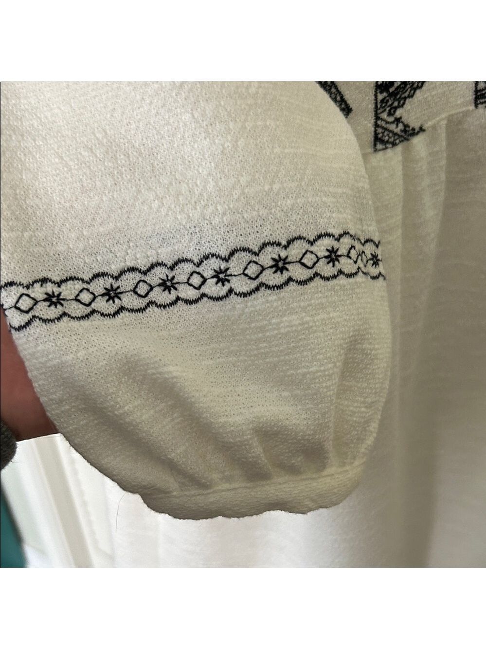 Joy Joy White Dress with Black Embroidered Panels - Picture 7 of 8